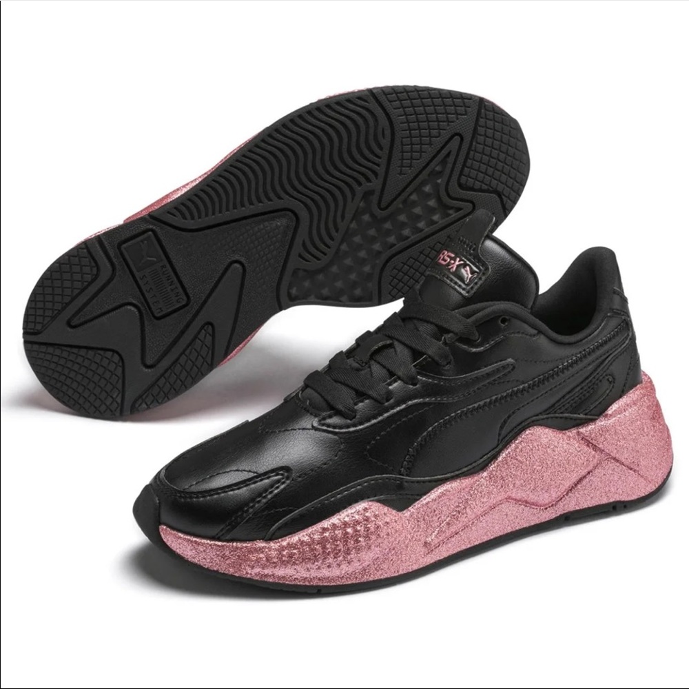 Puma RSX 3 Glitz Black Pink Glitter LIMITED EDITION SHOES Womans NWB